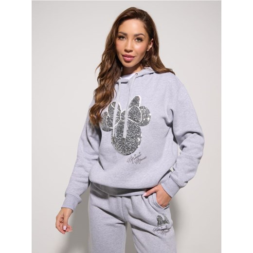 Sinsay - Bluza hoodie z ozdobnymi cekinami Minnie Mouse - szary ze sklepu Sinsay w kategorii Bluzy damskie - zdjęcie 187333197