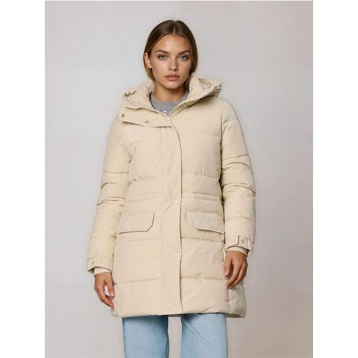 Sinsay - Pikowana kurtka puffer z kapturem - kremowy ze sklepu Sinsay w kategorii Kurtki damskie - zdjęcie 187333205