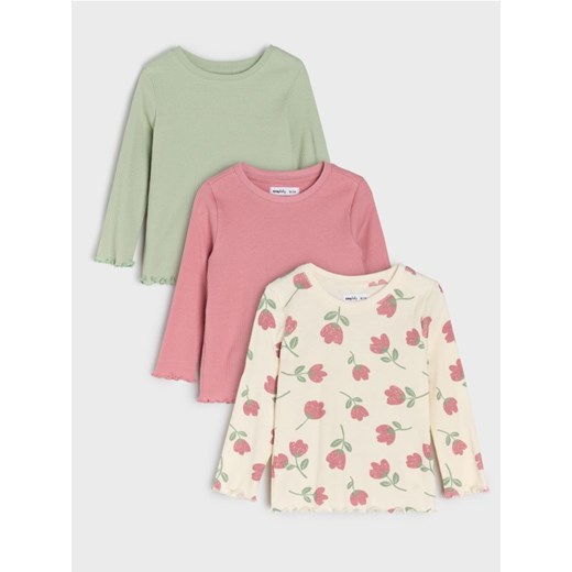 Sinsay - Bawełniana koszulka 3 pack - kremowy ze sklepu Sinsay w kategorii Kaftaniki i bluzki - zdjęcie 187333216