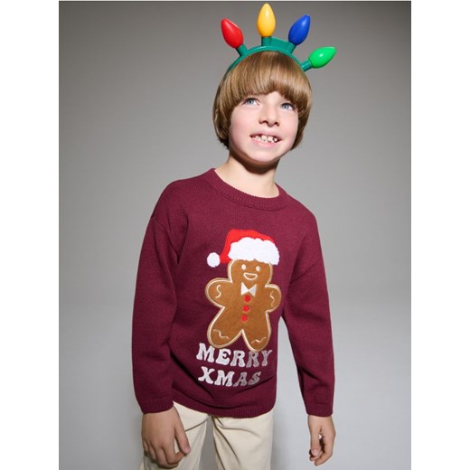 Sinsay - Sweter z motywem świątecznym - bordowy ze sklepu Sinsay w kategorii Swetry chłopięce - zdjęcie 187333229