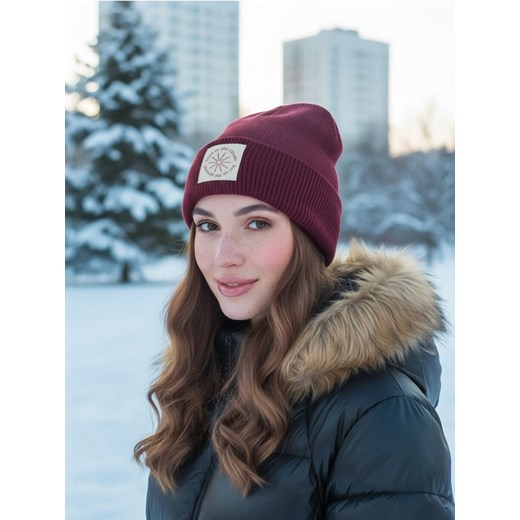 Sinsay - Prążkowana czapka beanie - bordowy ze sklepu Sinsay w kategorii Czapki zimowe damskie - zdjęcie 187333265