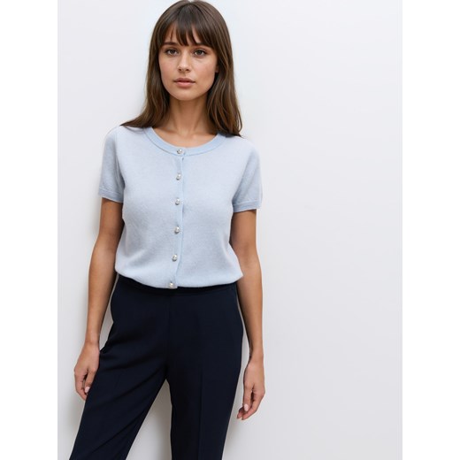 Mohito - Wełniany błękitny kardigan - błękitny ze sklepu Mohito w kategorii Swetry damskie - zdjęcie 187333655