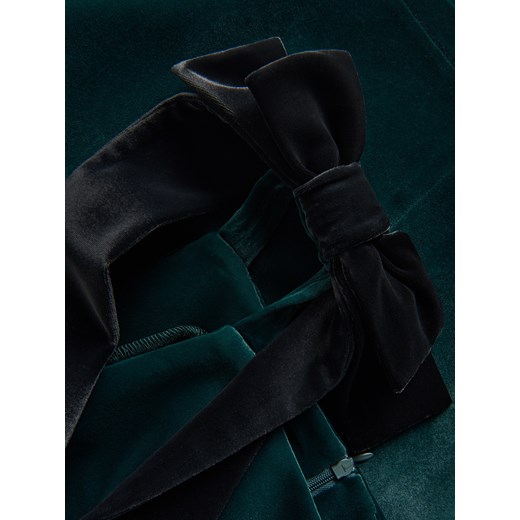 Reserved - Welurowa sukienka mini - ciemnozielony Reserved S Reserved