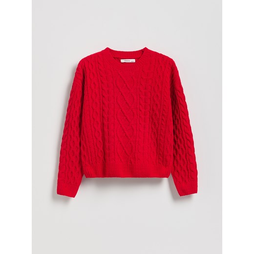 Reserved - Strukturalny sweter - czerwony ze sklepu Reserved w kategorii Swetry dziewczęce - zdjęcie 187334109