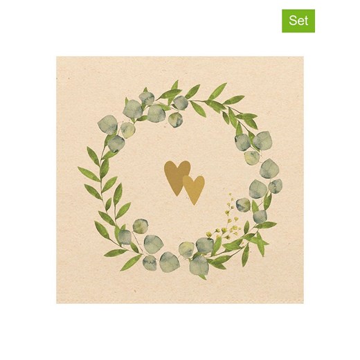 ppd Serwetki (40 szt.) &quot;Two Hearts&quot; w kolorze beżowo-zielonym ze sklepu Limango Polska w kategorii Akcesoria kuchenne - zdjęcie 187334378