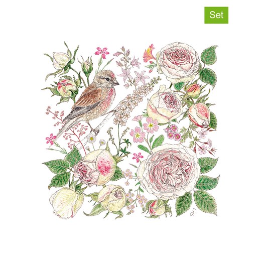 ppd Serwetki (40 szt.) &quot;La Vie En Rose&quot; w kolorze jasnoróżowo-zielonym ze sklepu Limango Polska w kategorii Akcesoria kuchenne - zdjęcie 187335019