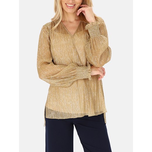 Złota elegancka połyskująca bluzka z topem Potis & Verso Trini ze sklepu Eye For Fashion w kategorii Bluzki damskie - zdjęcie 187336625