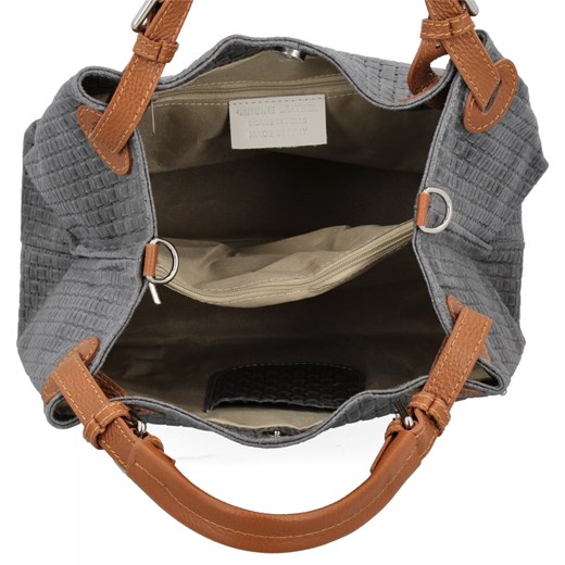 Modna Torebka Skórzana Shopper Bag 2269-J Szara Other One Size okazyjna cena PaniTorbalska