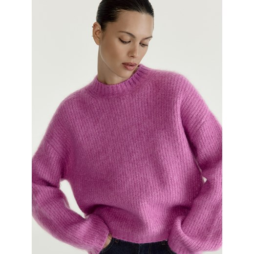 Reserved - Sweter z wełną - fuksja ze sklepu Reserved w kategorii Swetry damskie - zdjęcie 187337069