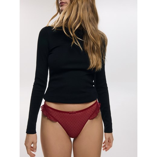 Reserved - Koronkowe majtki z kokardką - czerwony ze sklepu Reserved w kategorii Majtki damskie - zdjęcie 187337179