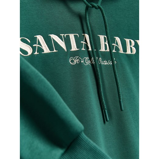 Reserved - Bluza ze świątcznym napisem - ciemnozielony Reserved M/L Reserved