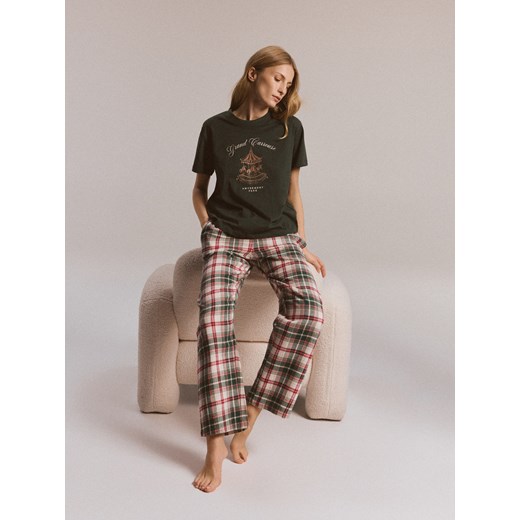 Reserved - Flanelowa piżama w kratę - zielony ze sklepu Reserved w kategorii Piżamy damskie - zdjęcie 187337357