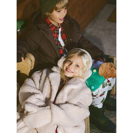 Reserved - Płaszcz z rękawiczkami - beżowy ze sklepu Reserved w kategorii Kurtki dziewczęce - zdjęcie 187338289