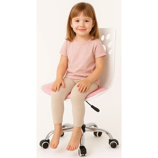 Biało-różowe do biurka krzesło dla dziewczynki F3-M79 ze sklepu Edinos.pl w kategorii Fotele dziecięce - zdjęcie 187339087