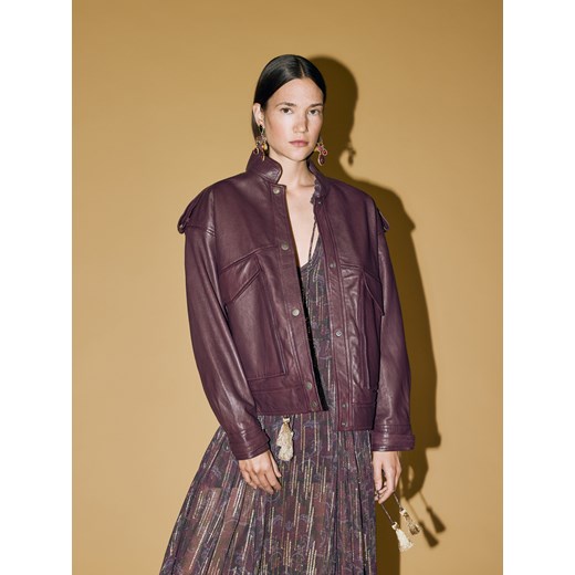 Reserved - Skórzana kurtka - mahoniowy ze sklepu Reserved w kategorii Kurtki damskie - zdjęcie 187340107