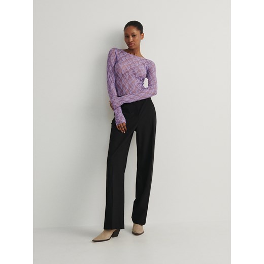 Reserved - Longsleeve z meshowej dzianiny - fioletowy ze sklepu Reserved w kategorii Bluzki damskie - zdjęcie 187340139