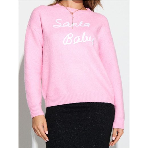 Sinsay - Sweter z motywem świątecznym z domieszką wełny - różowy ze sklepu Sinsay w kategorii Swetry damskie - zdjęcie 187340267