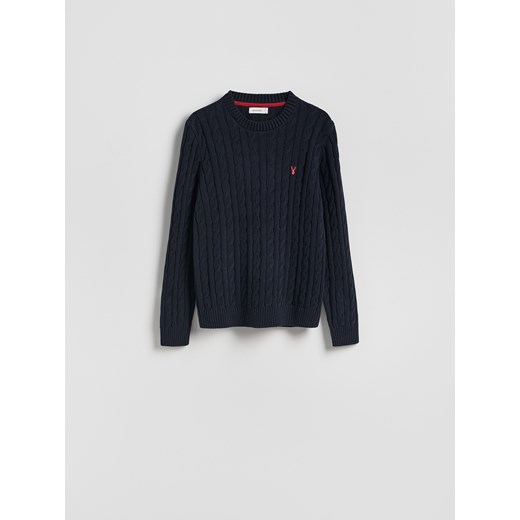 Reserved - Sweter ze świątecznym wzorem - granatowy ze sklepu Reserved w kategorii Swetry męskie - zdjęcie 187341329