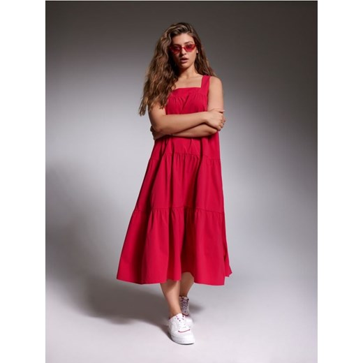 Sinsay - Sukienka maxi z marszczeniami - różowy ze sklepu Sinsay w kategorii Sukienki - zdjęcie 187342879