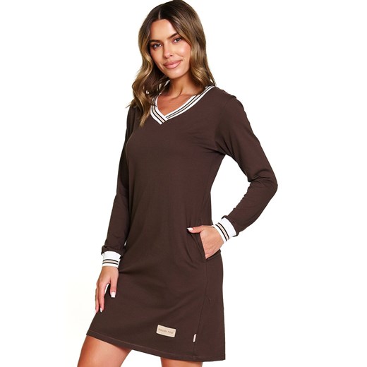 Doctor Nap koszula nocna z długim rękawem TM.4534.BROWNIE, Kolor brązowy, Rozmiar S, Doctor Nap ze sklepu Primodo w kategorii Koszule nocne - zdjęcie 187343787