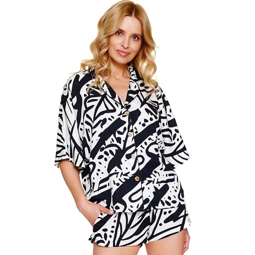 Doctor Nap dwuczęściowa piżama damska PM.7310.LA_PALMA, Kolor ecru-czarny, Rozmiar S, Doctor Nap ze sklepu Primodo w kategorii Piżamy damskie - zdjęcie 187343797
