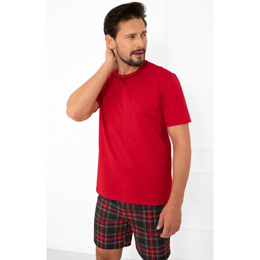Piżama męska krótki rękaw, krótkie spodnie Rusoli, Kolor czerwony-wzór, Rozmiar M, Italian Fashion ze sklepu Intymna w kategorii Piżamy męskie - zdjęcie 187344367