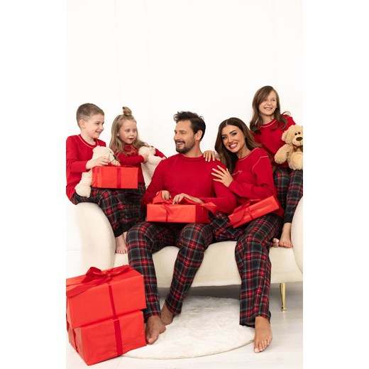 Piżama damska na długi rękaw i długie spodnie czerwona Rozana, Kolor czerwony-wzór, Rozmiar S, Italian Fashion ze sklepu Intymna w kategorii Piżamy damskie - zdjęcie 187344377