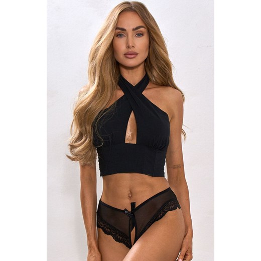 Majtki damskie otwarte czarne LOVE ME, Kolor czarny, Rozmiar uniwersalny, PURE SIN ze sklepu Intymna w kategorii Majtki damskie - zdjęcie 187344535