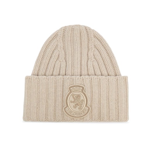 Tommy Hilfiger Czapka Th Crest Fluffy AW0AW18210 Écru ze sklepu MODIVO w kategorii Czapki zimowe damskie - zdjęcie 187346129