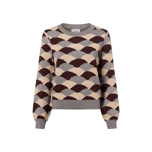 Nümph Sweter damski - Nulila Kobiety drobna dzianina czekoladowy wzorzysty ze sklepu vangraaf w kategorii Swetry damskie - zdjęcie 187346425
