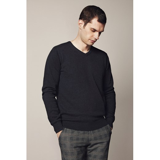 Sweter Ciemnoszary z Bawełną w Serek Anthony ze sklepu Lancerto S.A. w kategorii Swetry męskie - zdjęcie 187346568