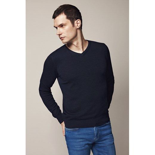 Sweter Granatowy z Bawełną w Serek Anthony ze sklepu Lancerto S.A. w kategorii Swetry męskie - zdjęcie 187346569