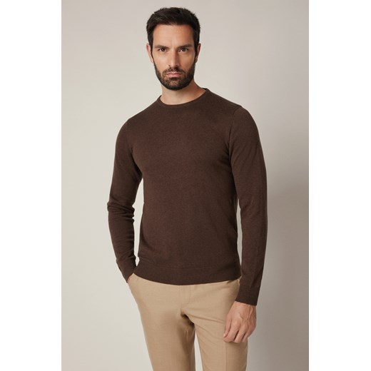 Sweter Brązowy Bawełniany Joakim ze sklepu Lancerto S.A. w kategorii Swetry męskie - zdjęcie 187346639