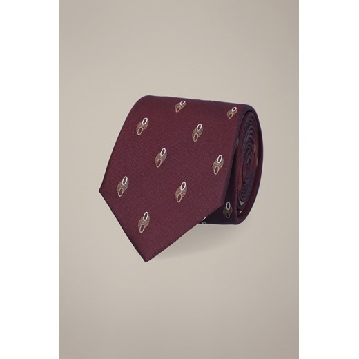 Krawat Bordowy Jedwabny Wzór ze sklepu Lancerto S.A. w kategorii Krawaty - zdjęcie 187346655