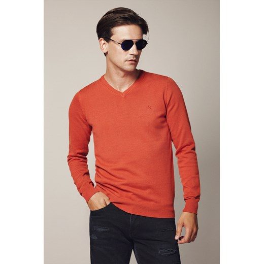 Sweter Ceglasty z Bawełną w Serek Lenny ze sklepu Lancerto S.A. w kategorii Swetry męskie - zdjęcie 187346666