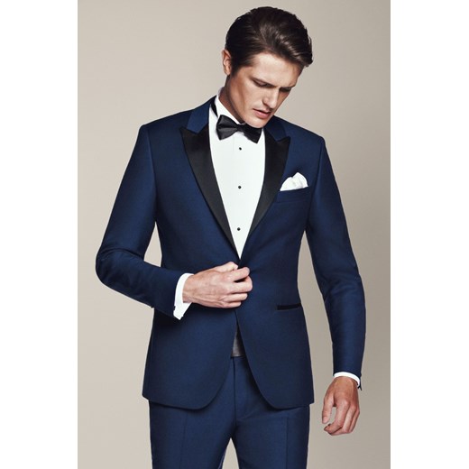 Marynarka Navy z Wełną Smokingowa Lincoln ze sklepu Lancerto S.A. w kategorii Marynarki męskie - zdjęcie 187346668