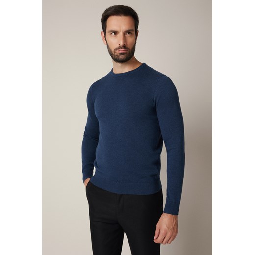 Sweter Granatowy Bawełniany Simen ze sklepu Lancerto S.A. w kategorii Swetry męskie - zdjęcie 187346729