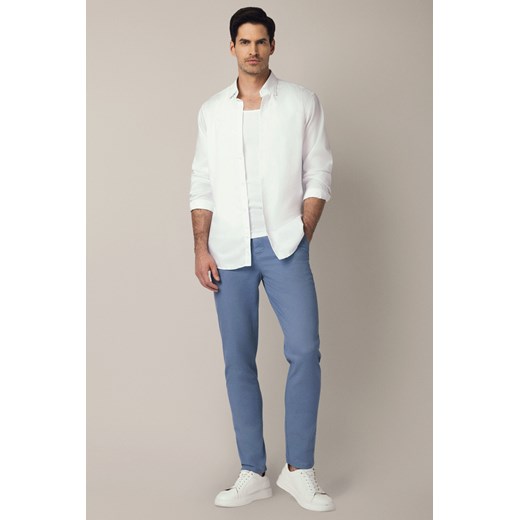 Spodnie Błękitne Chino z Elastycznym Pasem z Bawełną Mikkeli ze sklepu Lancerto S.A. w kategorii Spodnie męskie - zdjęcie 187346737