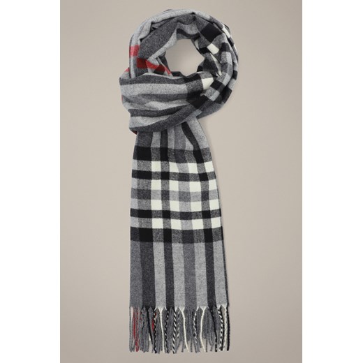 Szal w Wełną Szary w Kratę Damski ze sklepu Lancerto S.A. w kategorii Szaliki i chusty damskie - zdjęcie 187346767