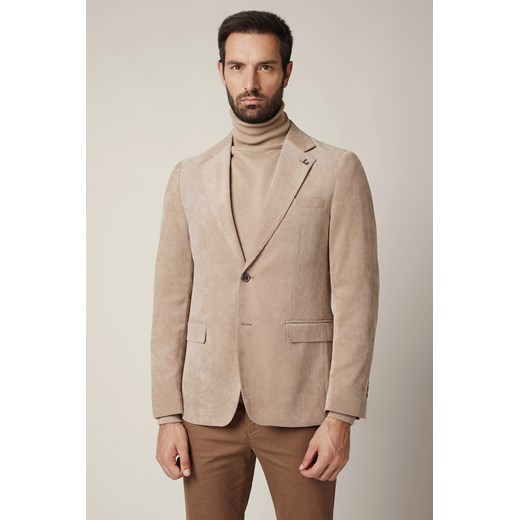 Marynarka Beżowa w Prążek Venzone ze sklepu Lancerto S.A. w kategorii Marynarki męskie - zdjęcie 187346788