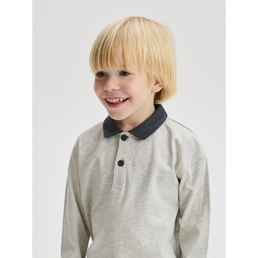 Reserved - Bawełniany longsleeve - jasnoszary ze sklepu Reserved w kategorii T-shirty męskie - zdjęcie 187347127