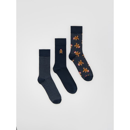 Reserved - 3 pack świątecznych skarpet - granatowy ze sklepu Reserved w kategorii Skarpetki męskie - zdjęcie 187347247