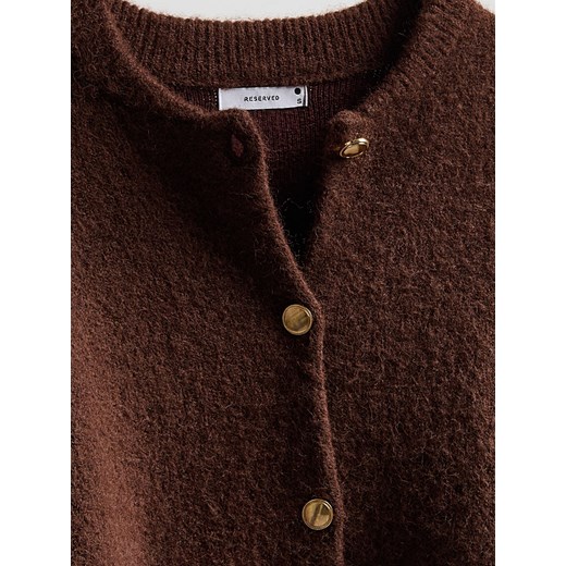 Reserved - Kardigan z dekoracyjnymi guzikami - brązowy Reserved L Reserved