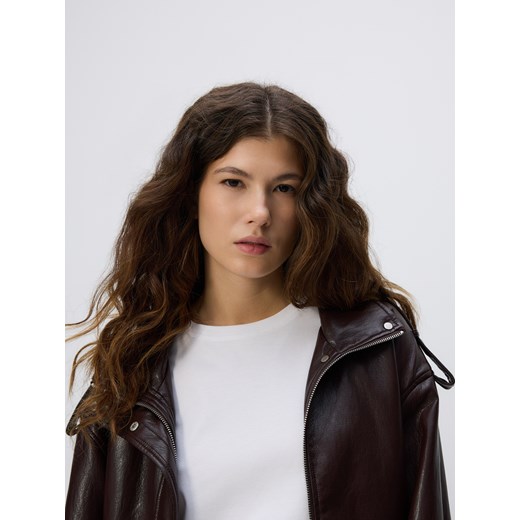 Reserved - T-shirt z domieszką jedwabiu - biały ze sklepu Reserved w kategorii Bluzki damskie - zdjęcie 187347355