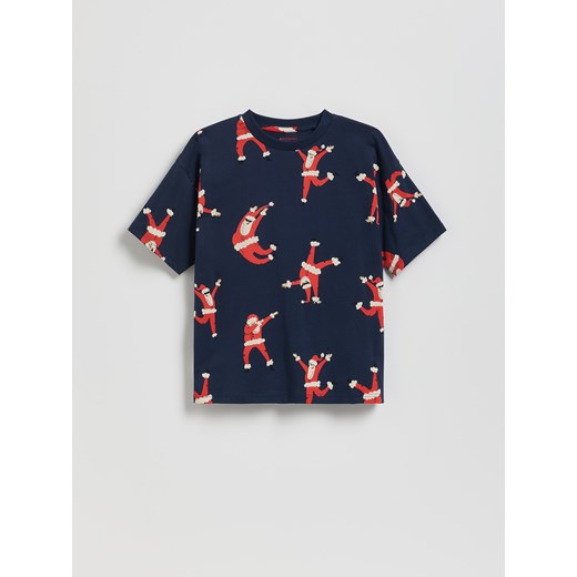 Reserved - Świąteczny t-shirt - granatowy ze sklepu Reserved w kategorii T-shirty chłopięce - zdjęcie 187347749