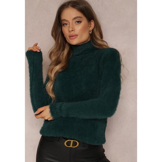Ciemnozielony Golf Wełniany Cheki Renee M wyprzedaż renee.pl
