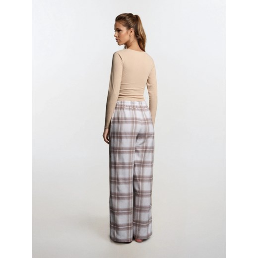 Sinsay - Spodnie od piżamy w kratę - beżowy Sinsay XL Sinsay