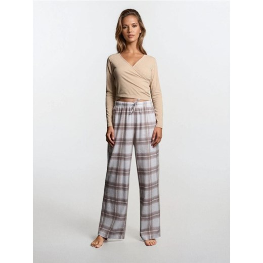 Sinsay - Spodnie od piżamy w kratę - beżowy ze sklepu Sinsay w kategorii Spodnie damskie - zdjęcie 187348317