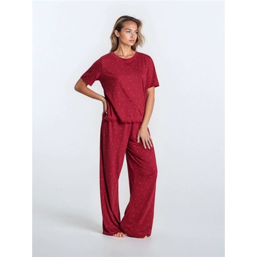 Sinsay - Piżama dwuczęściowa z domieszką wiskozy - bordowy ze sklepu Sinsay w kategorii Piżamy damskie - zdjęcie 187348319