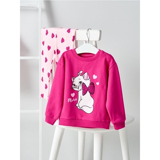Sinsay - Bawełniany komplet: bluza i legginsy Marie - różowy ze sklepu Sinsay w kategorii Komplety dziewczęce - zdjęcie 187348327